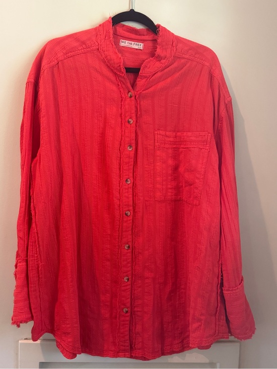 We The Free Tops - We The Free Bright Red Textured Button-Down Shirt